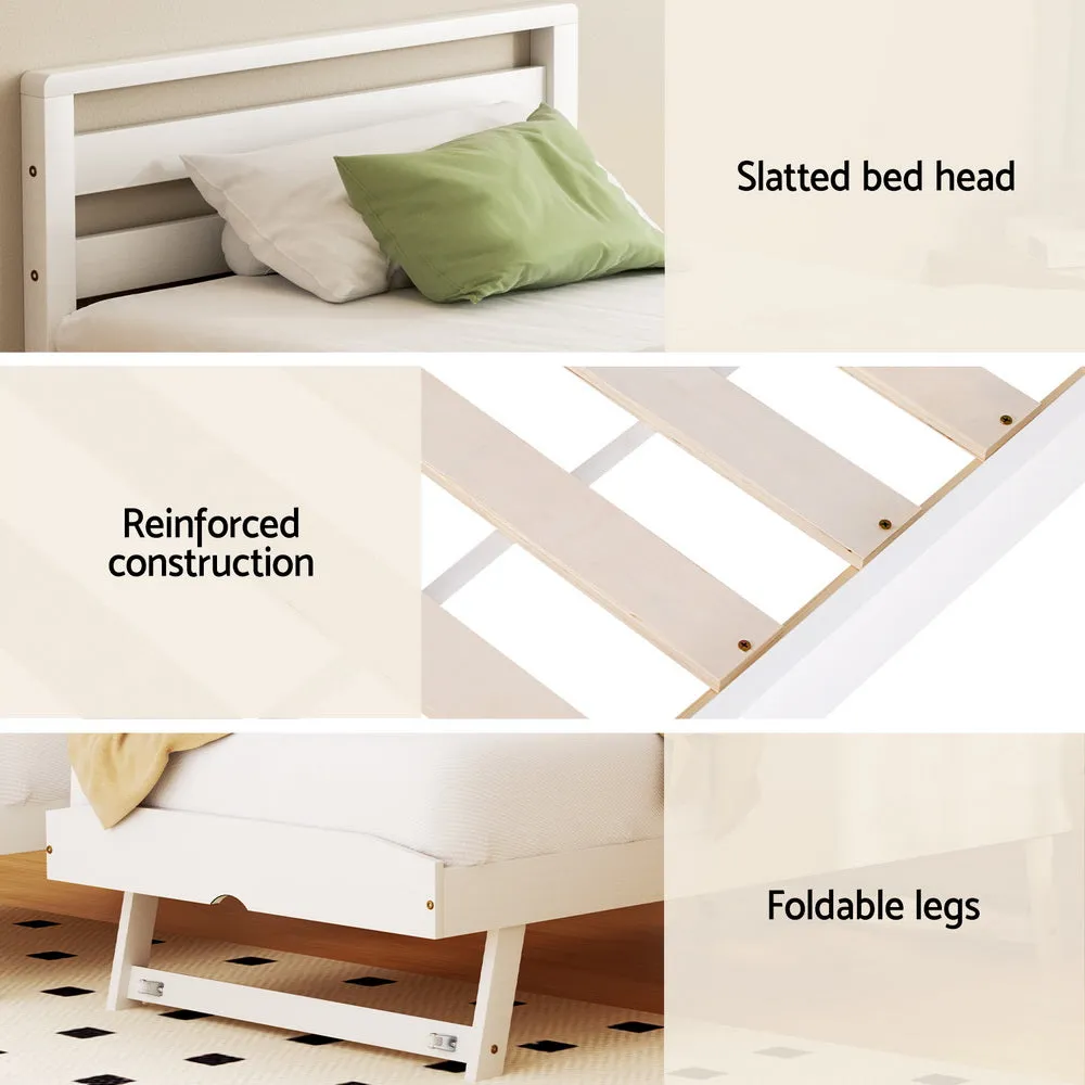 2-in-1 Trundle Bed Frame, Solid Pinewood, Single Size - Artiss