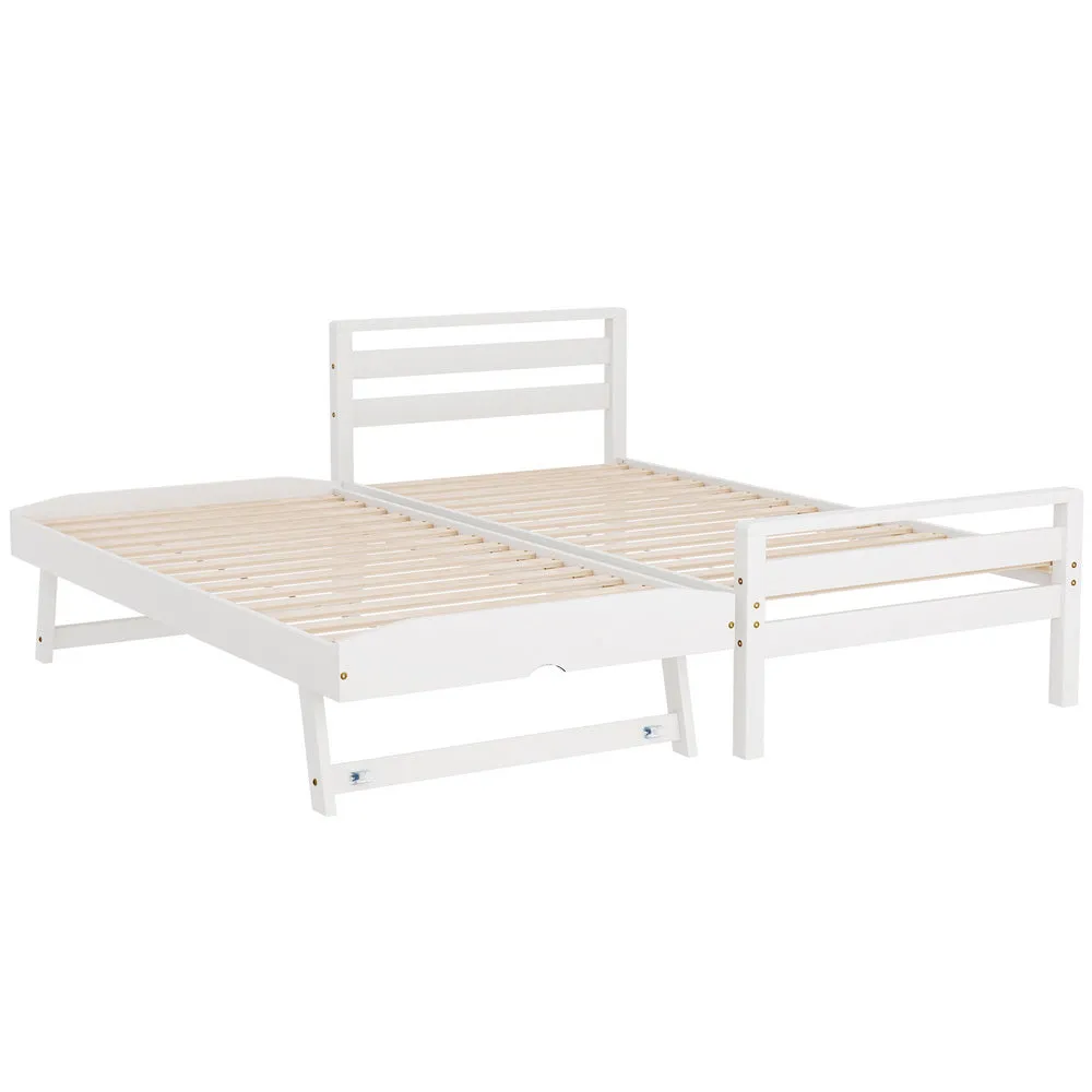 2-in-1 Trundle Bed Frame, Solid Pinewood, Single Size - Artiss