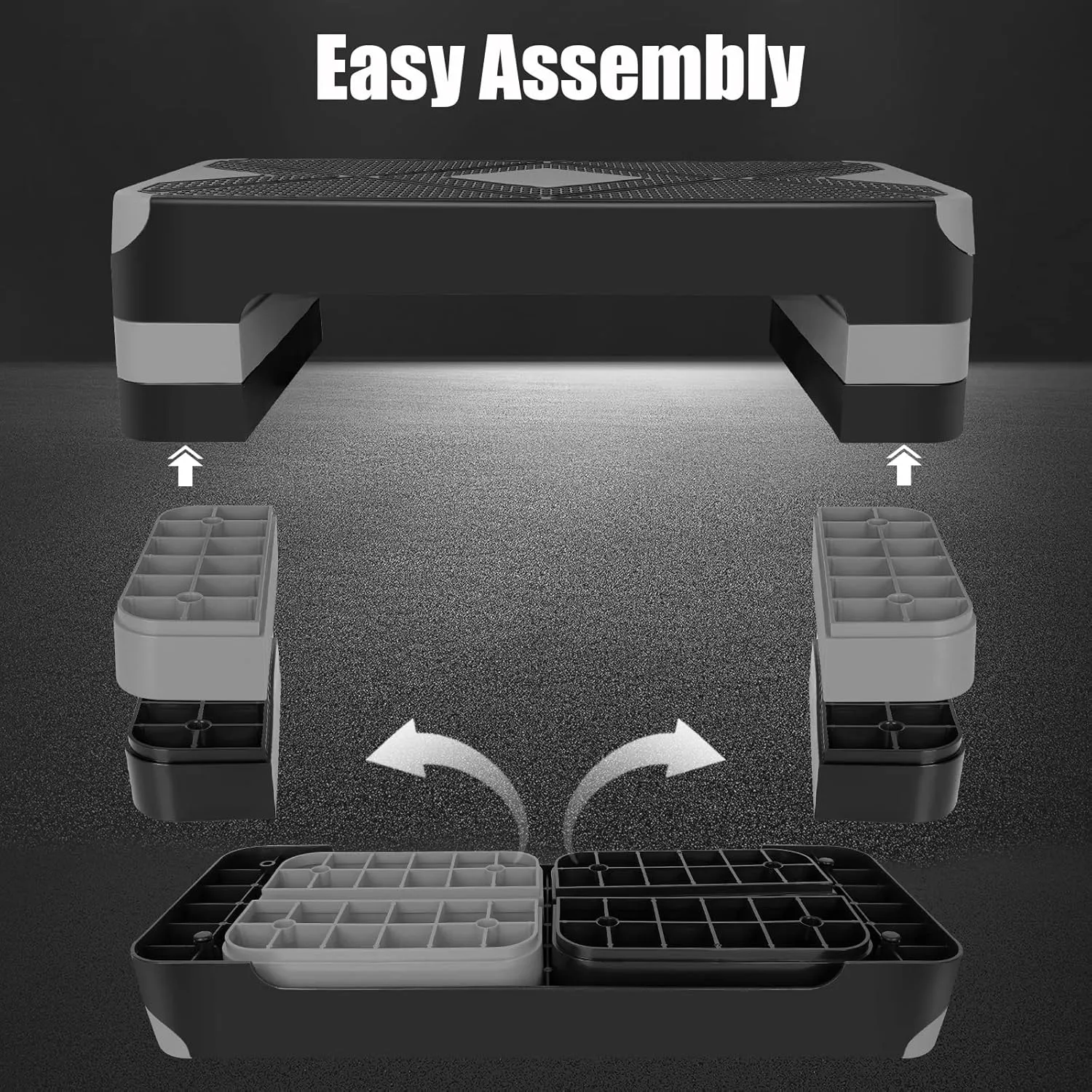 Adjustable Workout Aerobic Stepper in Fitness & Exercise Step Platform Trainer 3 settings adjustable height 4-6-8