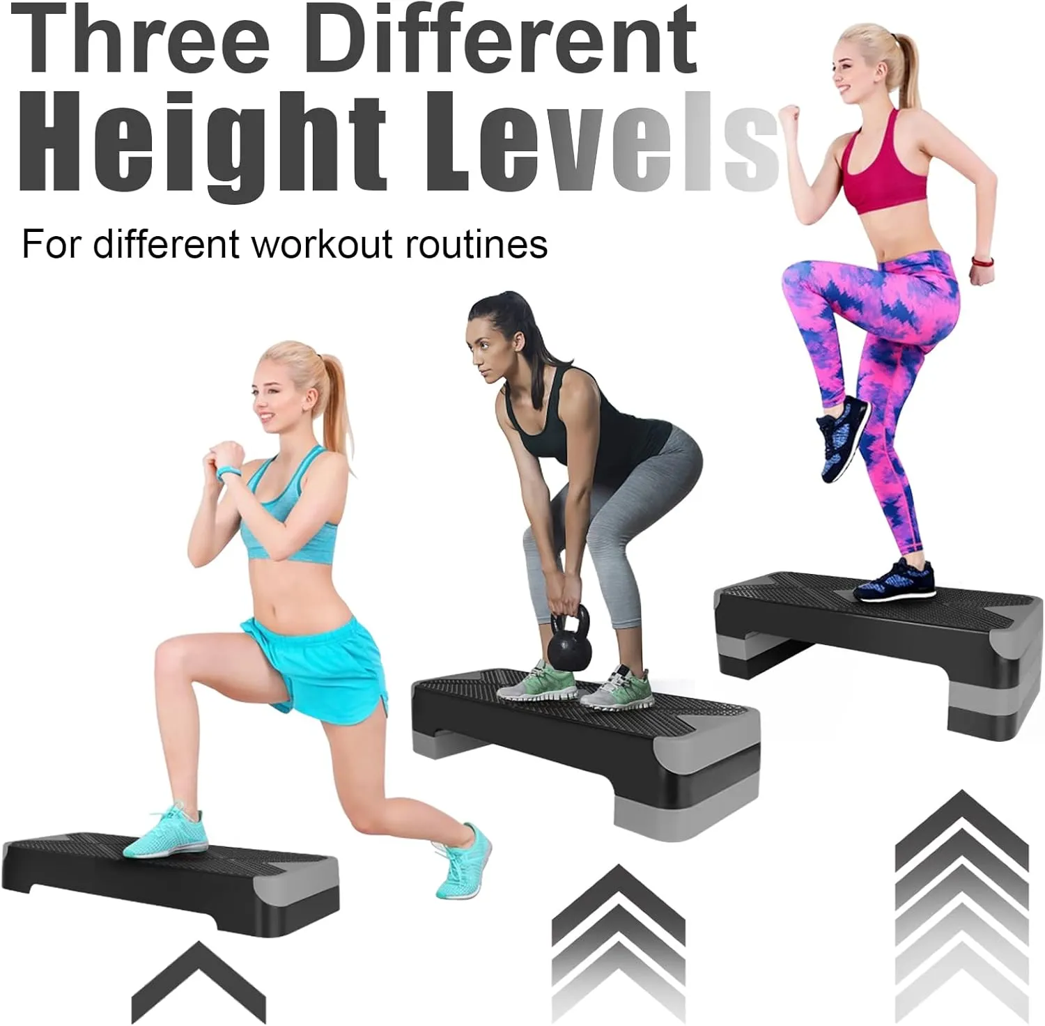 Adjustable Workout Aerobic Stepper in Fitness & Exercise Step Platform Trainer 3 settings adjustable height 4-6-8