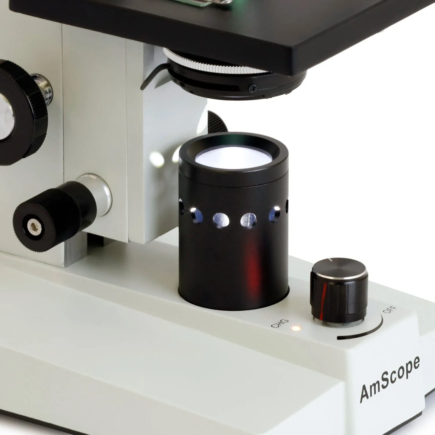 AmScope B100 Series Biological Binocular Compound Microscope 40X-1000X Magnification with 20W Halogen and Mechanical Stage