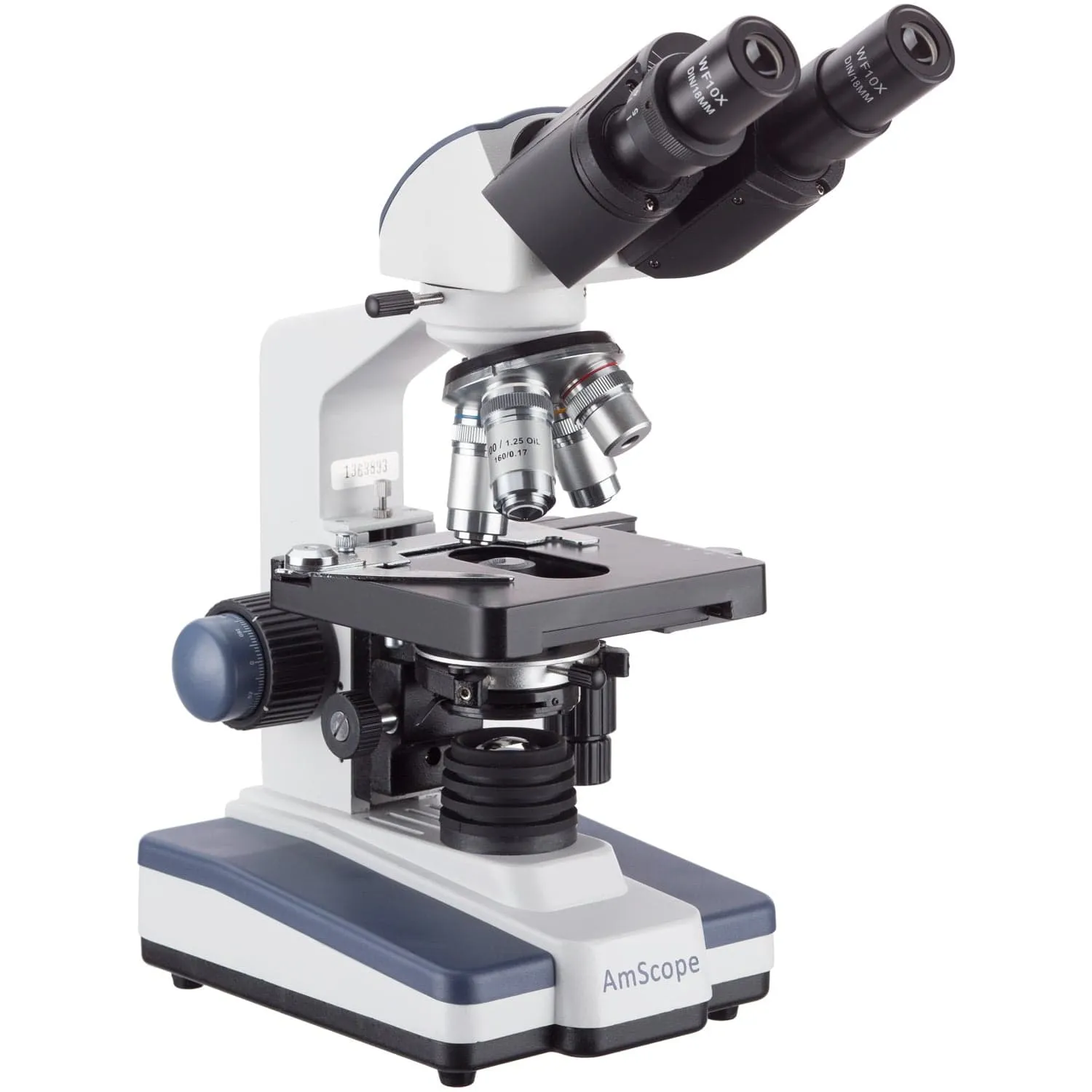 AmScope B120 Series Binocular Compound Microscope 40X-2000X Magnification with LED, Siedentopf Head and 50 Blank Slides
