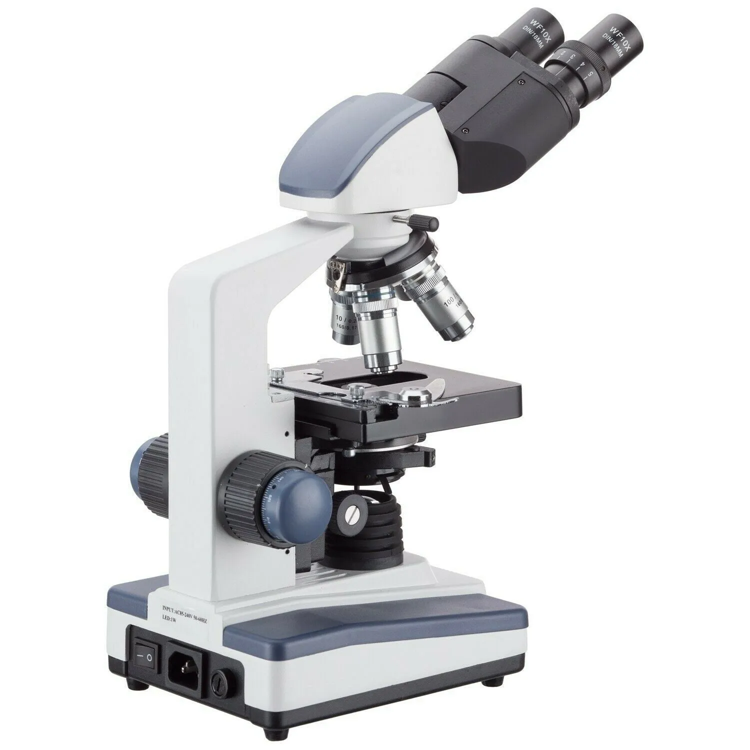 Amscope B120 Seroes Binocular LED Compound Microscope 40X-2500X Magnification With 100 Prepared Slides and Book