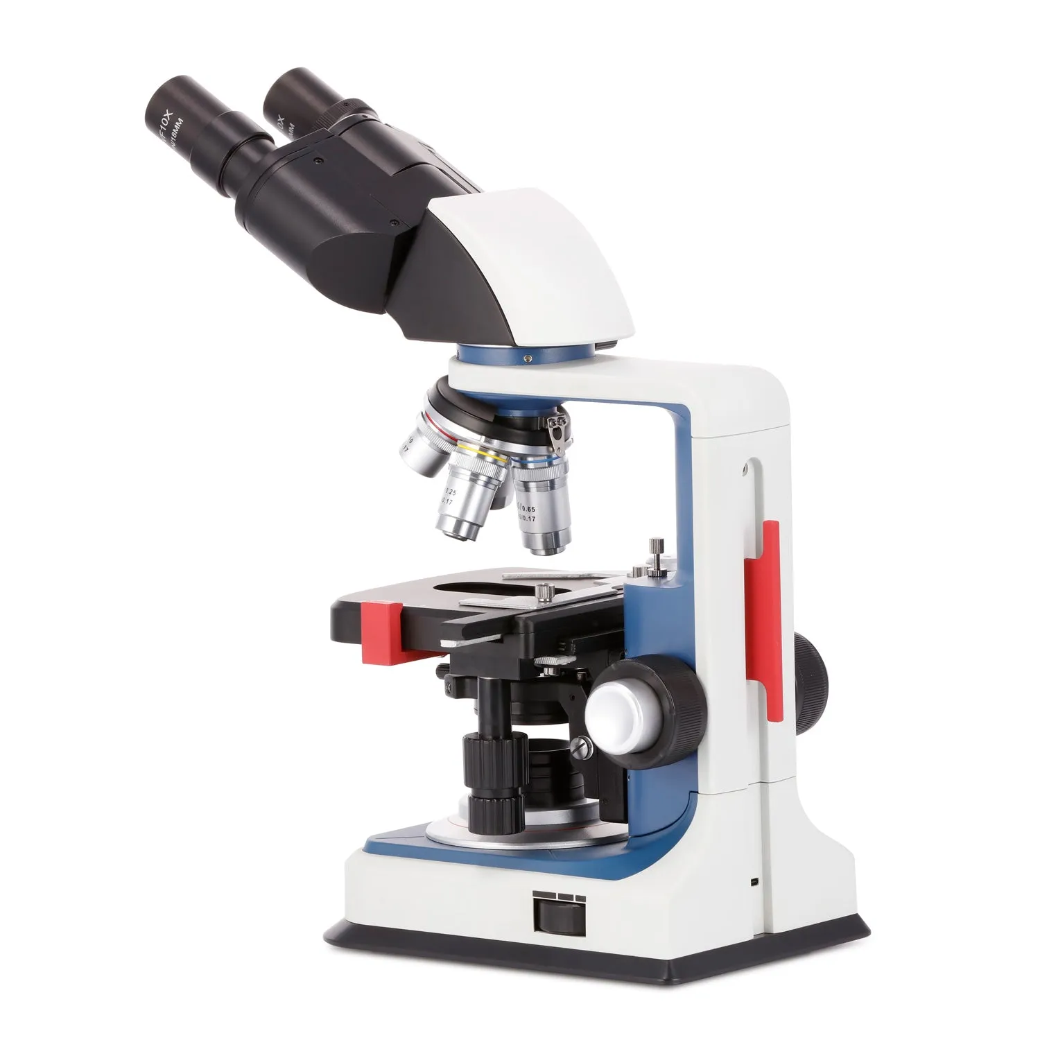 AmScope B120C-R Series USB-C Rechargeable Student Binocular Compound Microscope 40X-2500X Magnification with 3D Two-Layer Mechanical Stage, Achromatic Objectives, & LED illuminator   Optional Camera