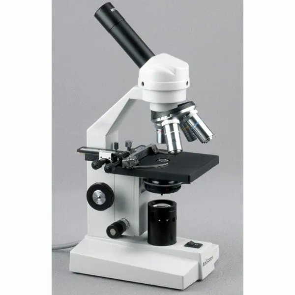 AmScope M500 Series Advanced Home School Monocular Compound Microscope 40X-1000X Magnification with Mechanical Stage & 1.3MP Camera