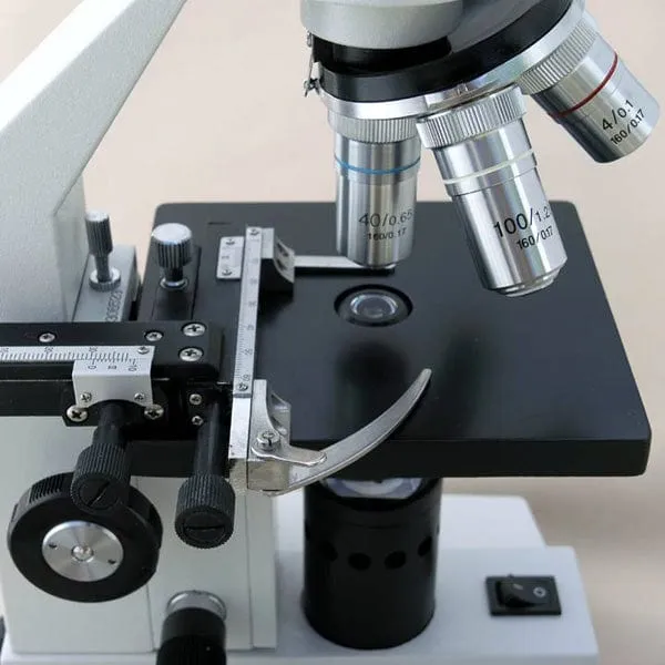 AmScope M500 Series Advanced Home School Monocular Compound Microscope 40X-1000X Magnification with Mechanical Stage & 1.3MP Camera