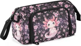 Axolotl Large Pencil Case Organizer Multifunctional Big Pencil Pouch With Compartments Simple Stationery Pen Bag With Zipper