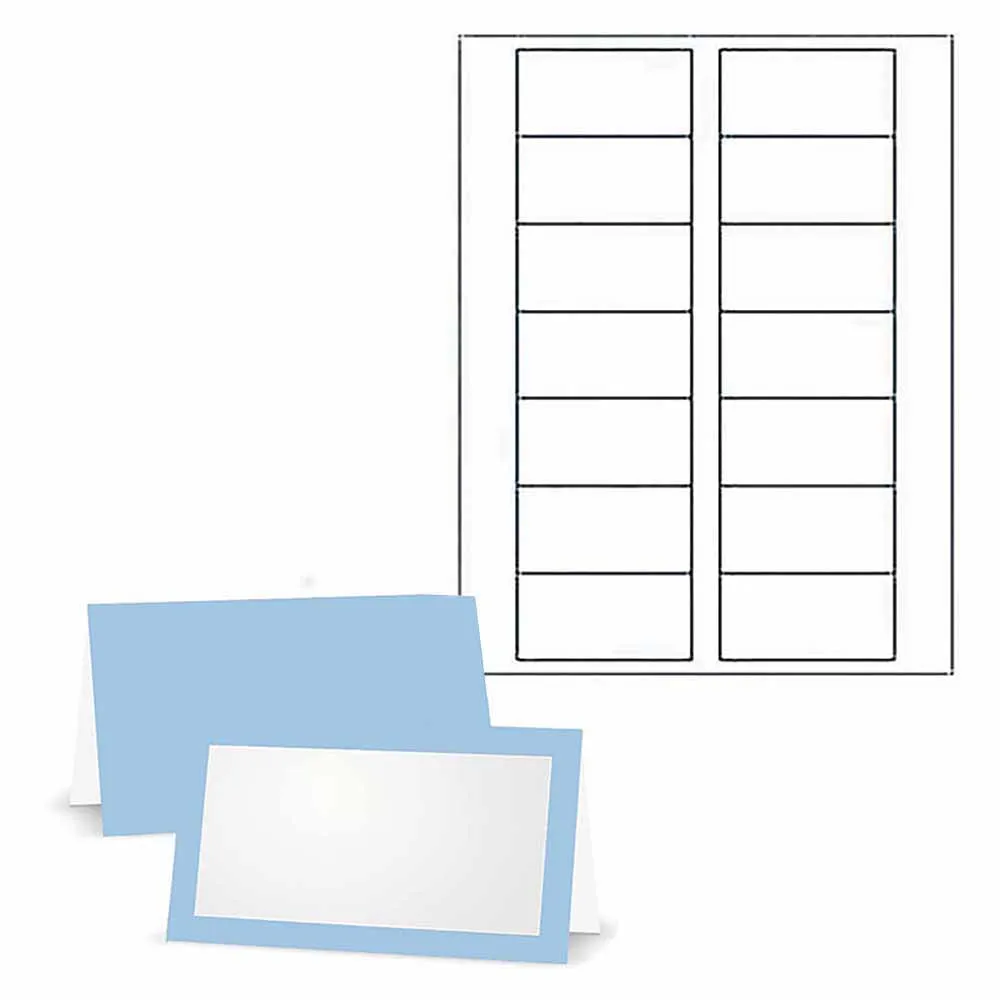Baby Blue Place Cards - Tent Style