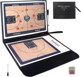 Basketball Coaching Board Coaches Clipboard Tactical Magnetic Board Kit with Dry Erase, Marker Pen, Player Pieces and Zipper Bag