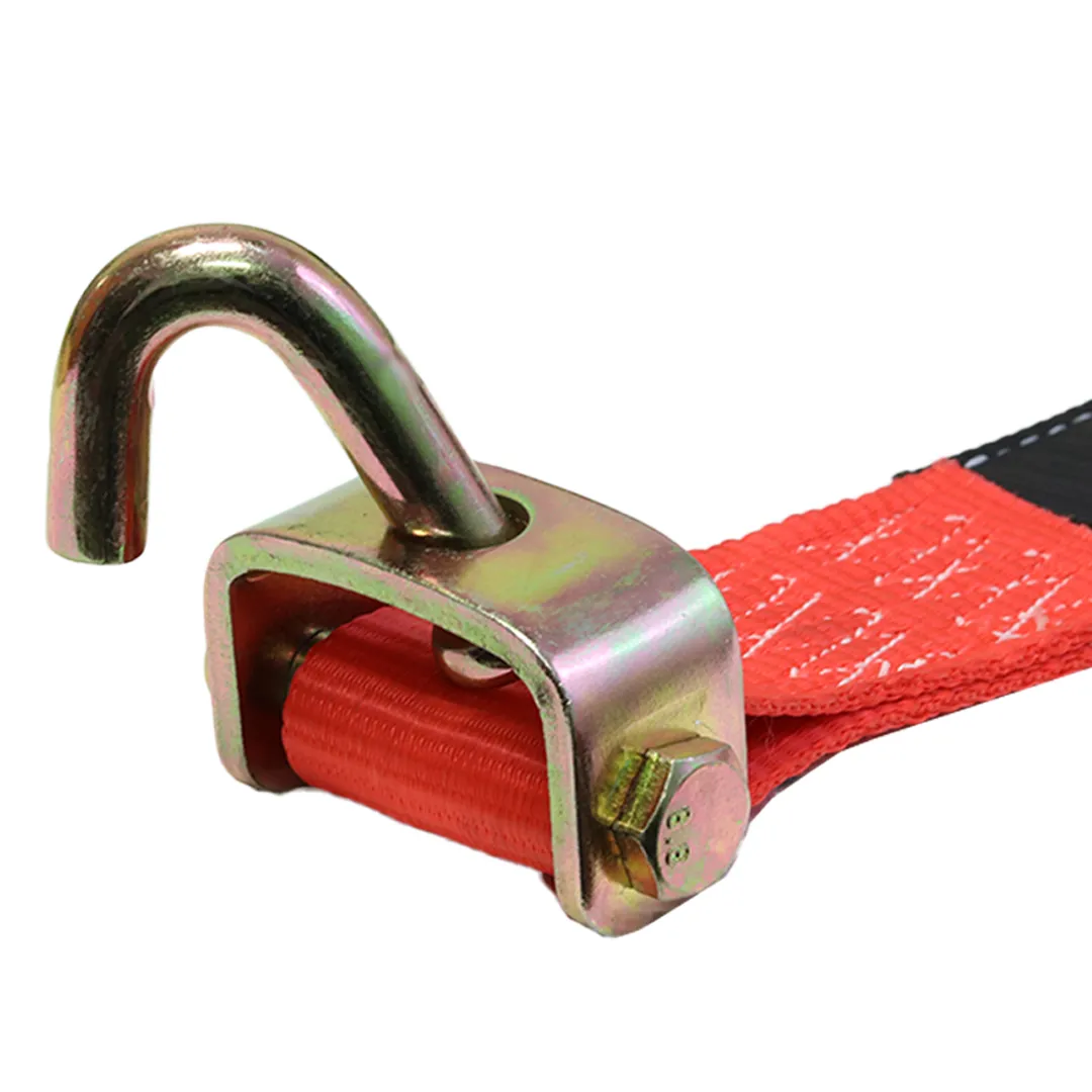 Boxer GripGuard Pro Swivel J Hook Car Tie Down 4 Pack 2" x 8' with Advanced 3-Point System: 5000lbs Breaking Strength, Grip Sleeve, Rubber Handle Ratchet Buckle, Bold Red Color