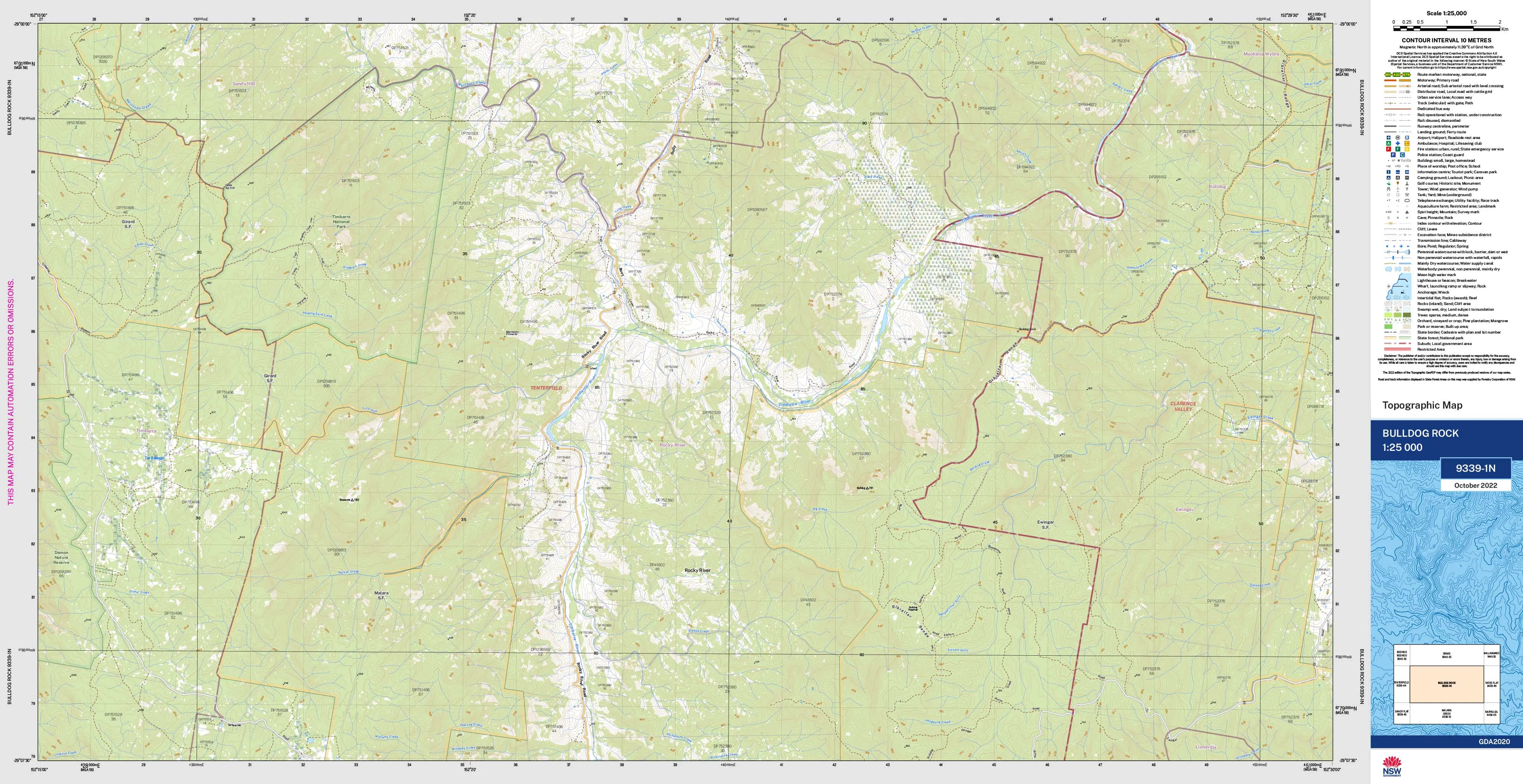 Bulldog Rock 9339-1N Topographic Map 1:25k