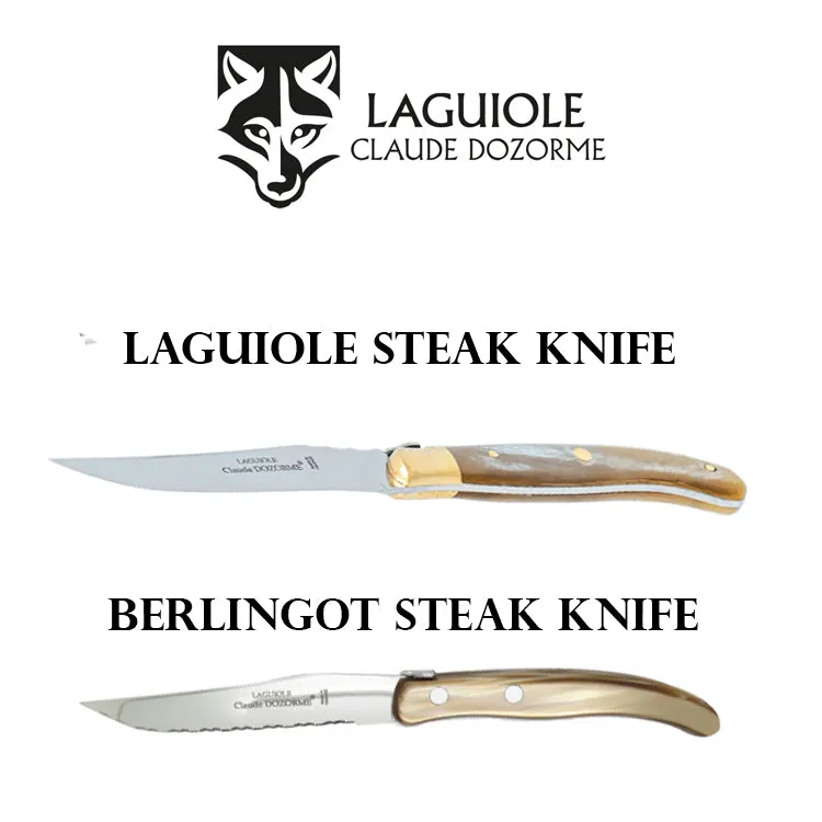 Claude Dozorme Laguiole Steak Knives - Light Horn