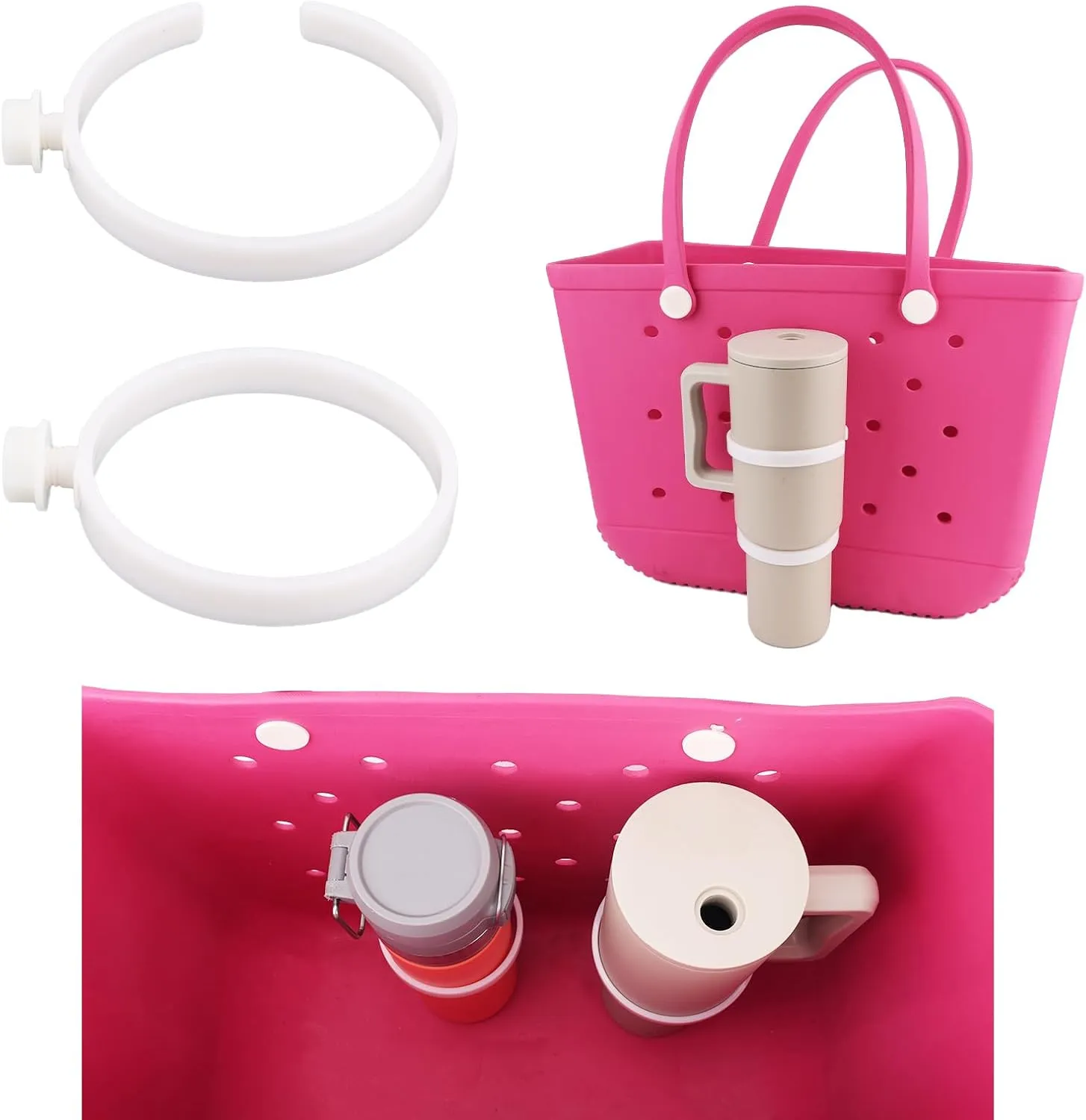 Cup Holder for Bogg Bag, Plastic Holder for Stanley 30oz 40oz Cups Portable Accessories Compatible with Bogg Bag (White)