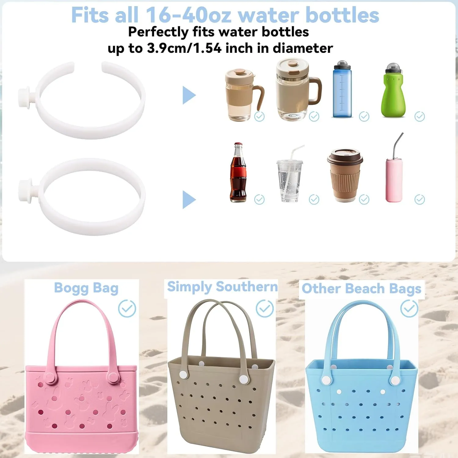 Cup Holder for Bogg Bag, Plastic Holder for Stanley 30oz 40oz Cups Portable Accessories Compatible with Bogg Bag (White)