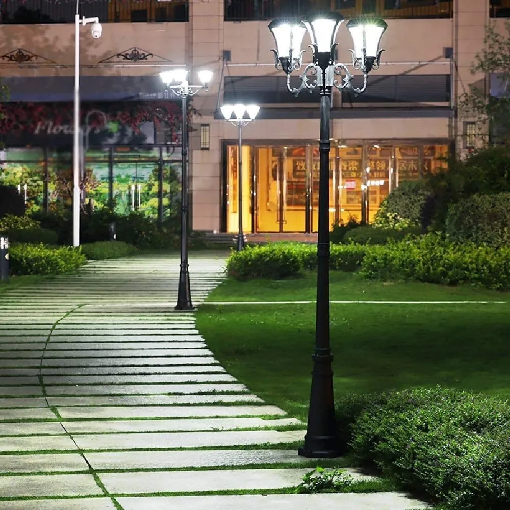 CYZMONI Outdoor die-cast light 3 LED Aluminum Solar Lamp Post Light 2.93M High Pole Street Lantern Waterproof Solar Energy Column Lamp Engineering Lighting for Outdoor Landscape Pathway Street Patio G