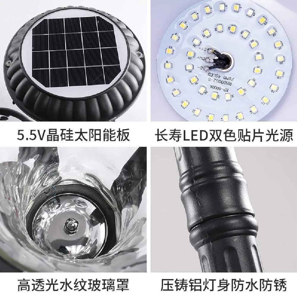 CYZMONI Outdoor die-cast light 3 LED Aluminum Solar Lamp Post Light 2.93M High Pole Street Lantern Waterproof Solar Energy Column Lamp Engineering Lighting for Outdoor Landscape Pathway Street Patio G