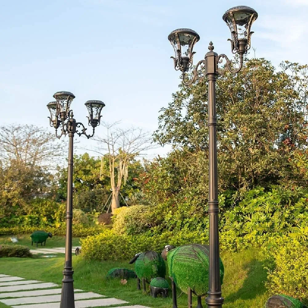 CYZMONI Outdoor die-cast light 3 LED Aluminum Solar Lamp Post Light 2.93M High Pole Street Lantern Waterproof Solar Energy Column Lamp Engineering Lighting for Outdoor Landscape Pathway Street Patio G