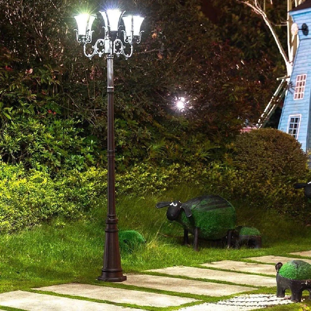 CYZMONI Outdoor die-cast light 3 LED Aluminum Solar Lamp Post Light 2.93M High Pole Street Lantern Waterproof Solar Energy Column Lamp Engineering Lighting for Outdoor Landscape Pathway Street Patio G