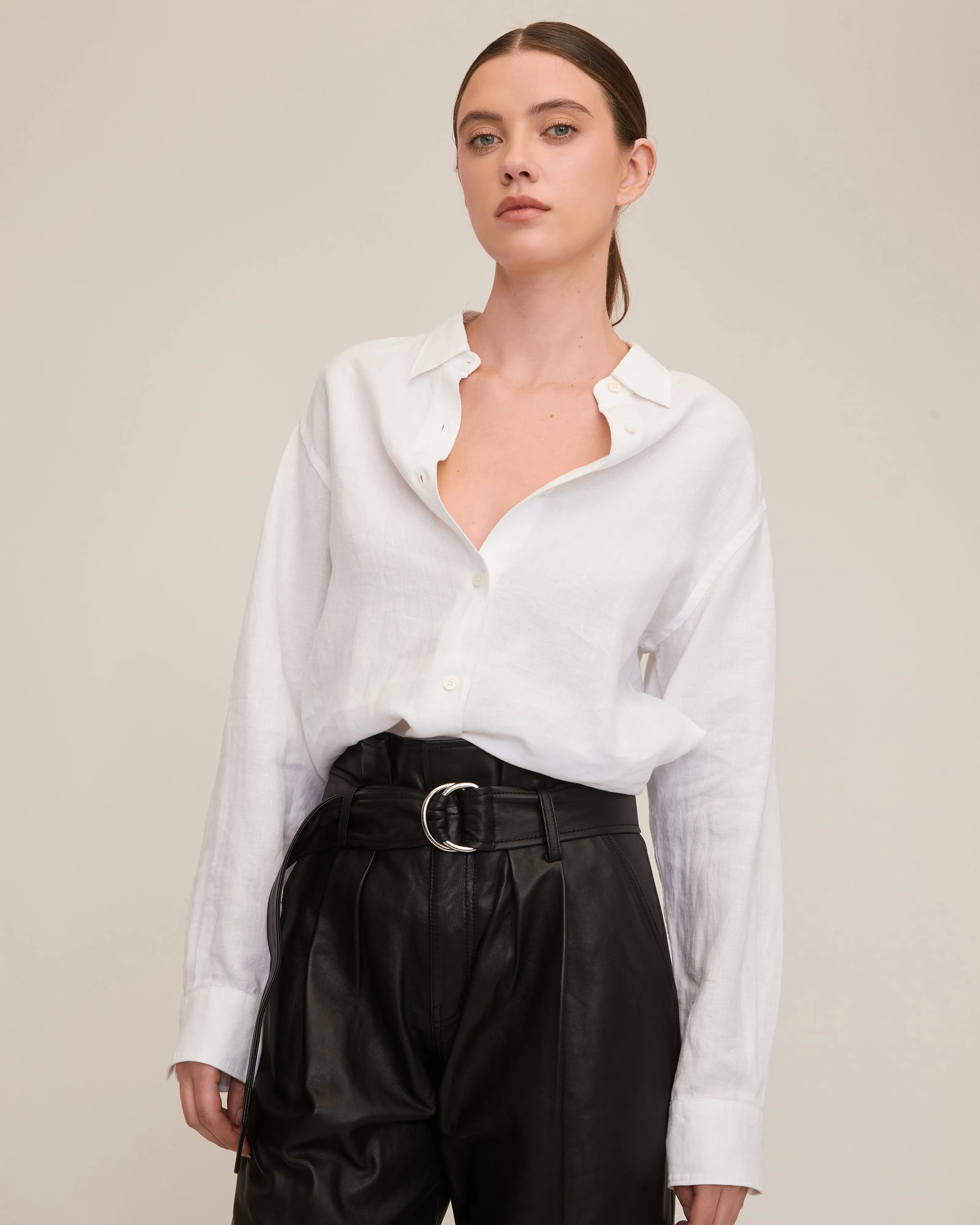 Dixon Leather Paper Bag Cropped Pant in Black