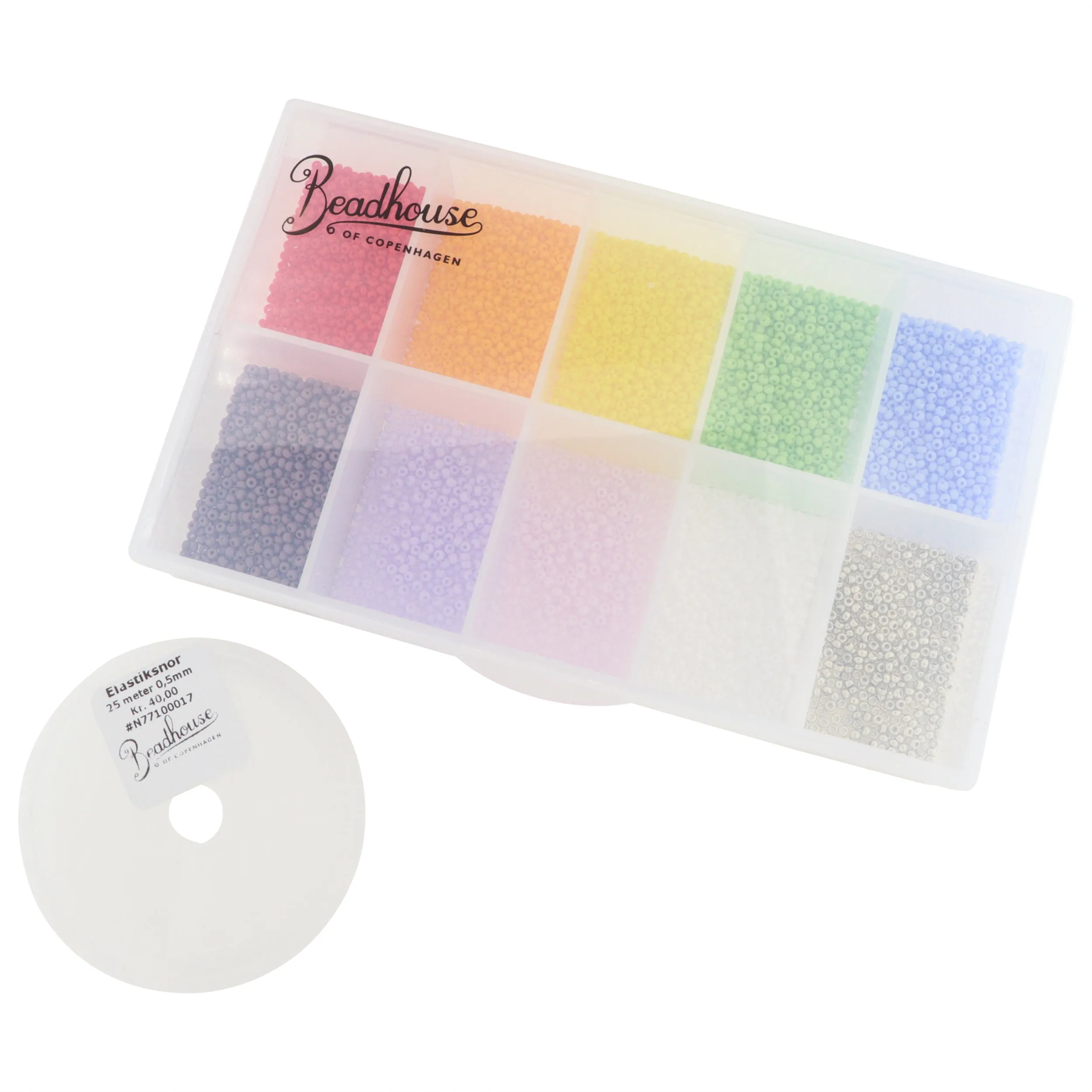 DIY Kit, Glasperler str. 10/0, Sølv, med perler der holder farven