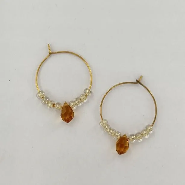 DIY Kit, Øreringe, Topaz Crystal Drop, forgyldt messing