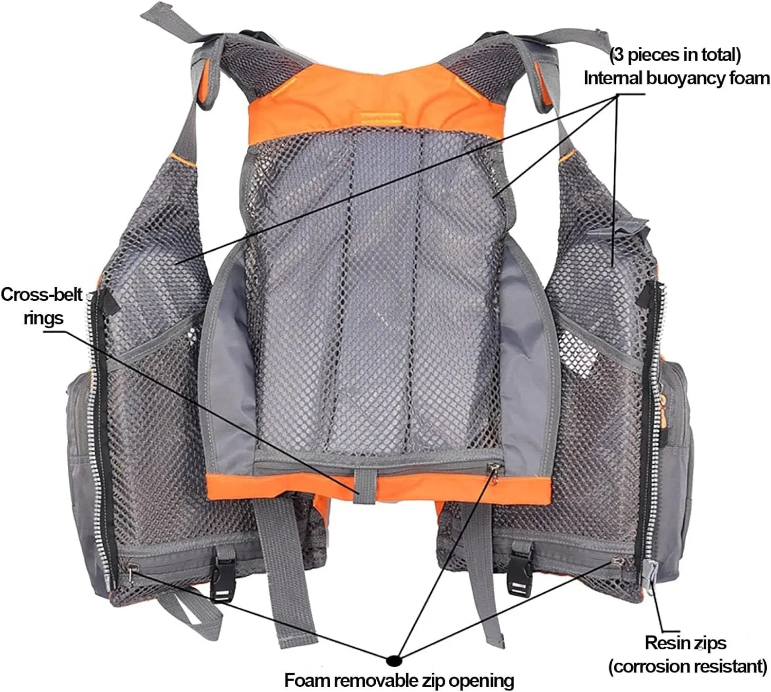 Fishing Vest Adjustable for Men and Women, Adult Buoyancy Aids for Fly Bass Fishing and Outdoor Activities