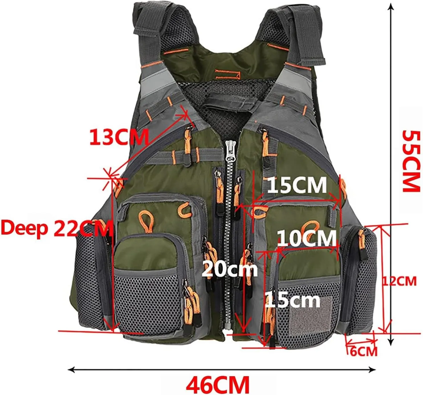 Fishing Vest Adjustable for Men and Women, Adult Buoyancy Aids for Fly Bass Fishing and Outdoor Activities