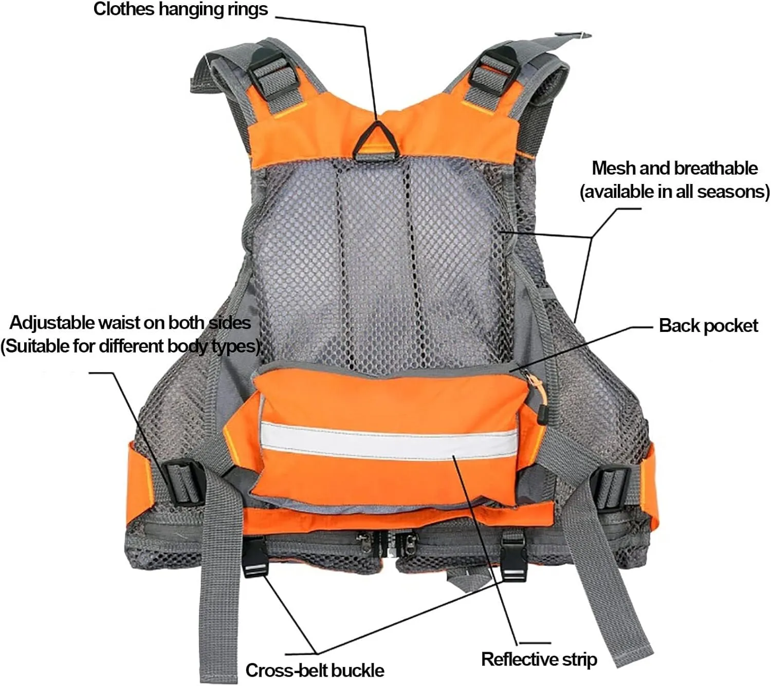 Fishing Vest Adjustable for Men and Women, Adult Buoyancy Aids for Fly Bass Fishing and Outdoor Activities