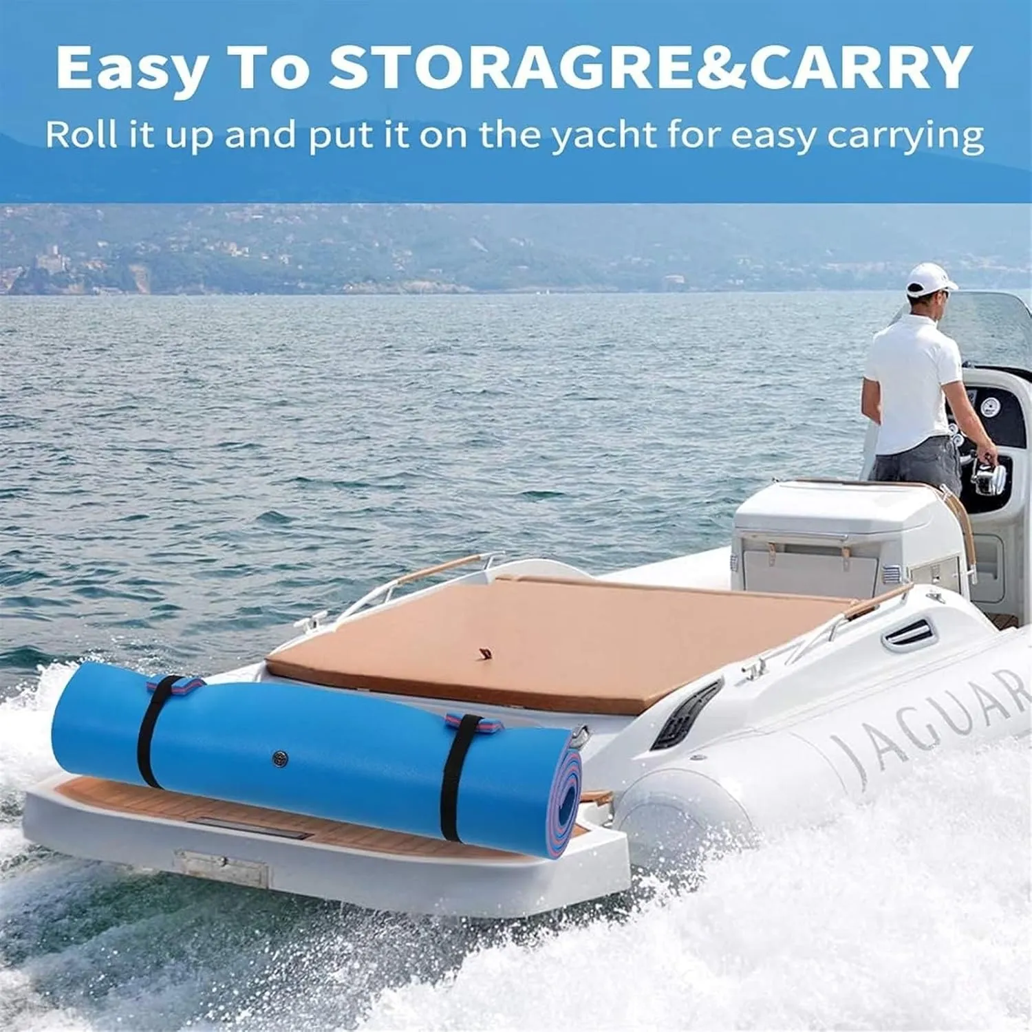 Floating Water Mat, Floating Mat, with Rolling Pillow Design, Bouncy Tear-Resistant 3-Layer XPE Foam, Roll-Up Floating Island River Rafts