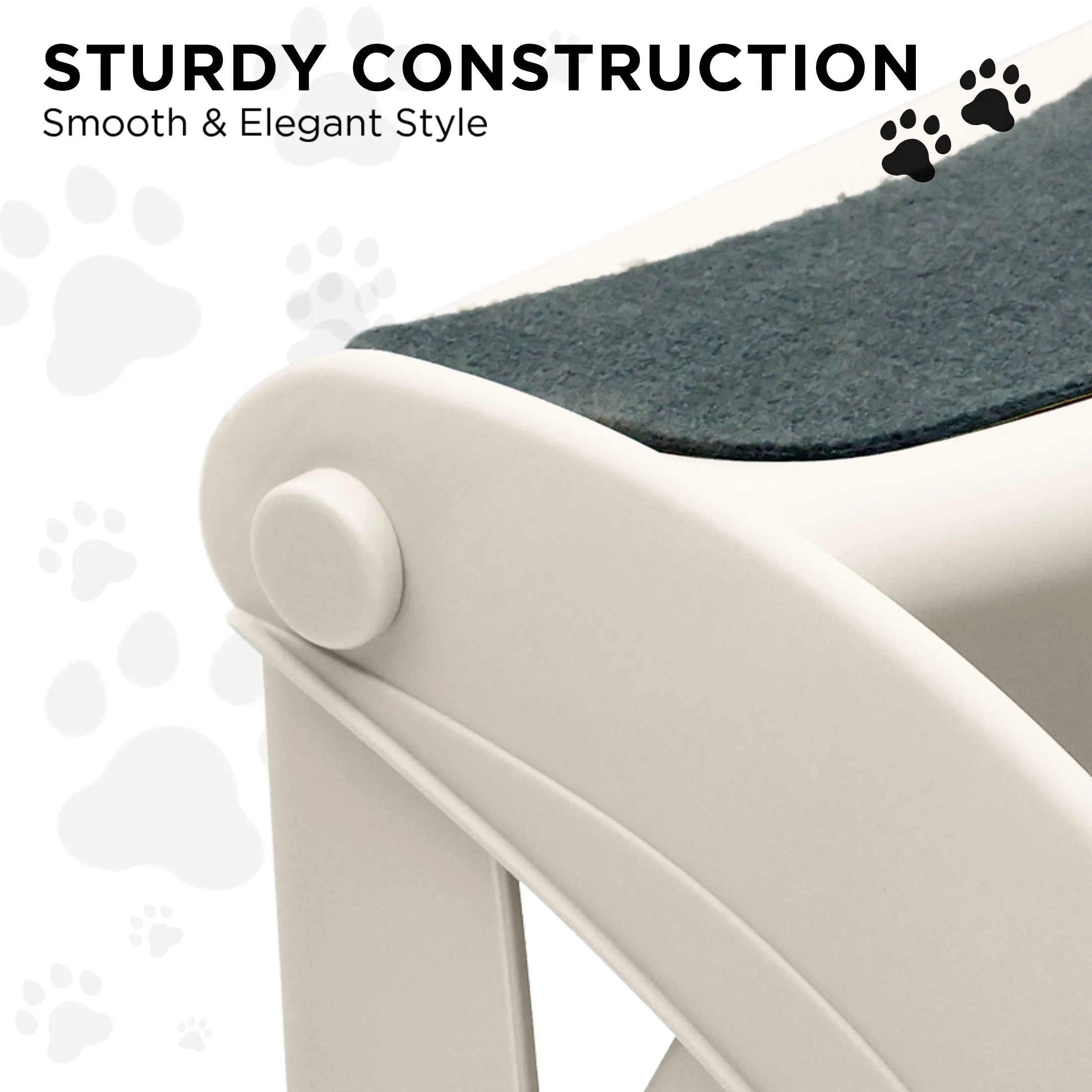 Foldable Non-Slip Pet Stairs Ramp, 38cm, White - Furtastic