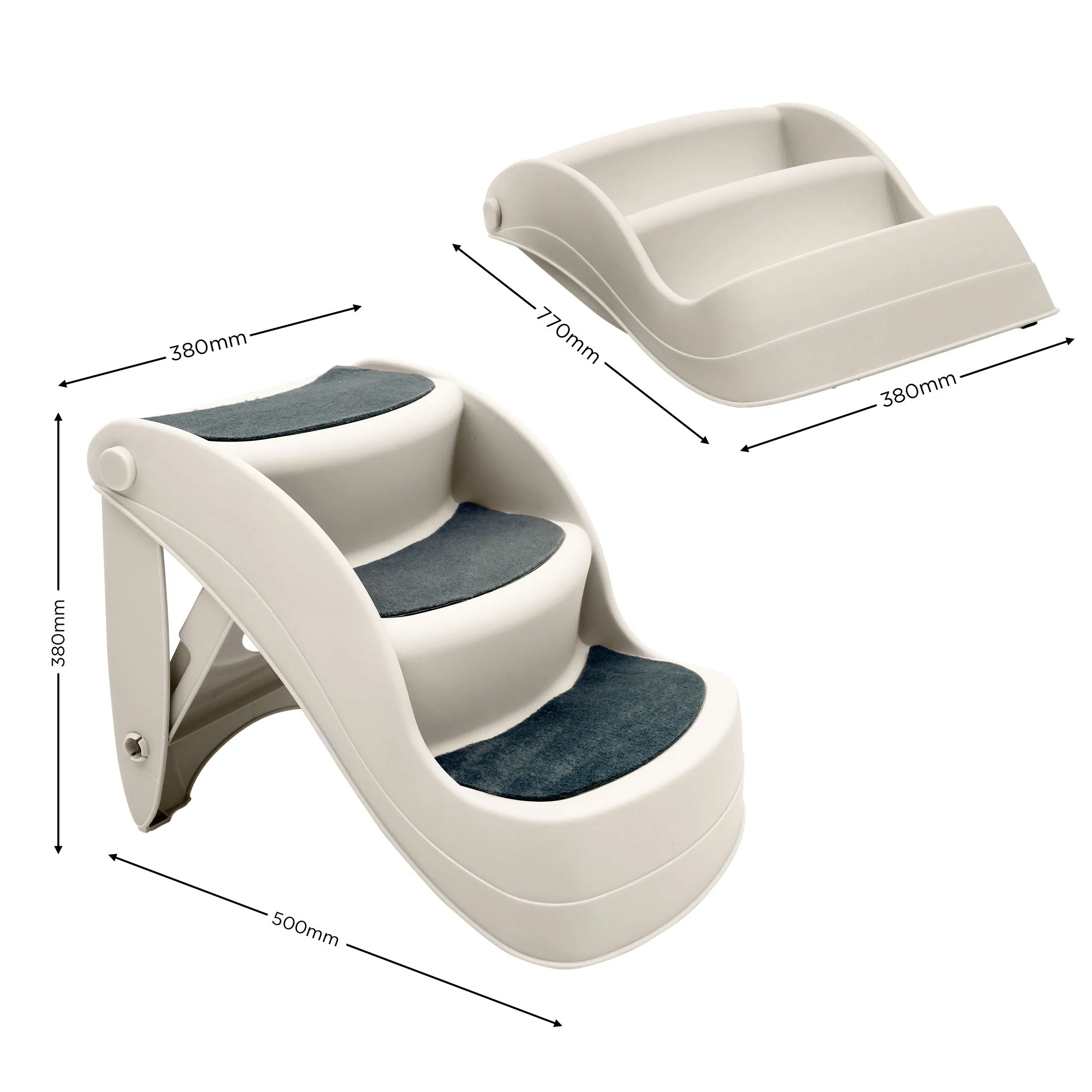 Foldable Non-Slip Pet Stairs Ramp, 38cm, White - Furtastic