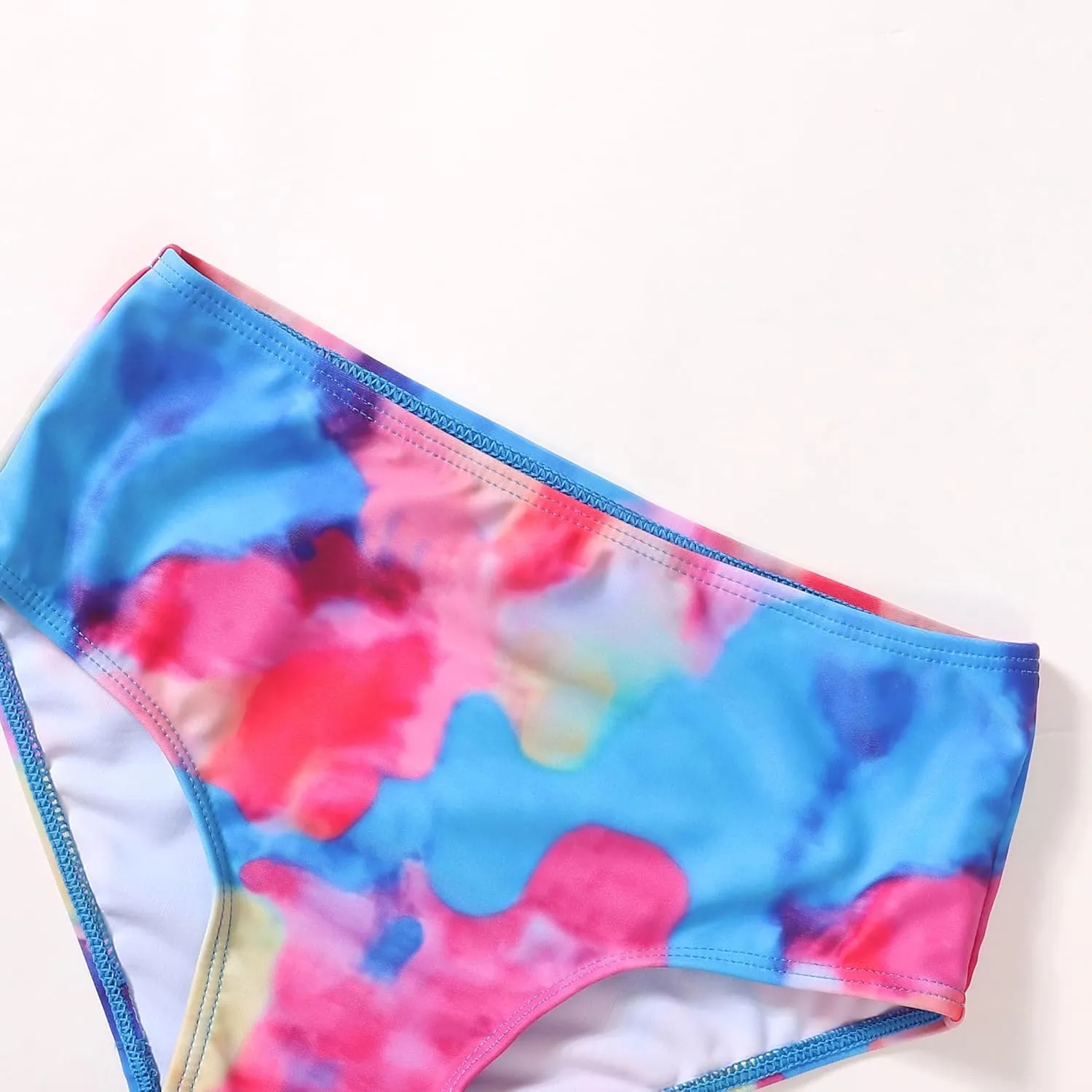 Girls 3 Piece Bathing Suit One Shoulder Ruffle Flounce Bikini Set with Cover Up Skirt Quick Dry Swimsuit 5-12 Years