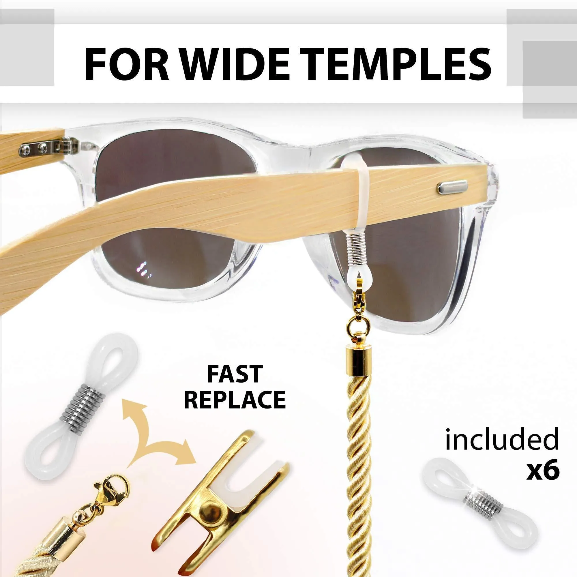 Glasses Strap String Holder Cord Terylene Eyeglasses Gold Chains 3 Pcs