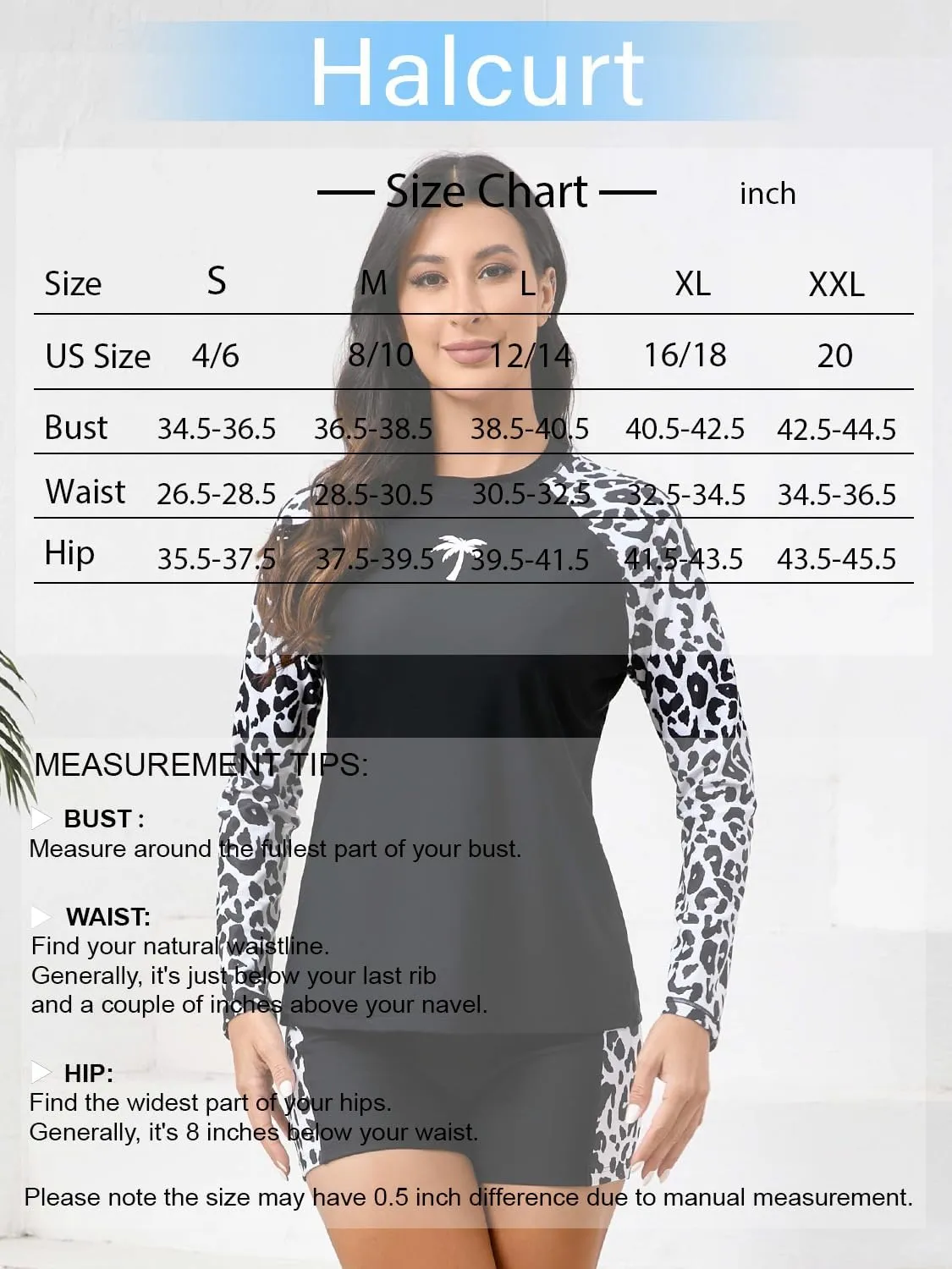 Halcurt Women's Two Piece Rash Guard Swimsuit Long Sleeve UPF 50 Swim Shirt with Board Shorts