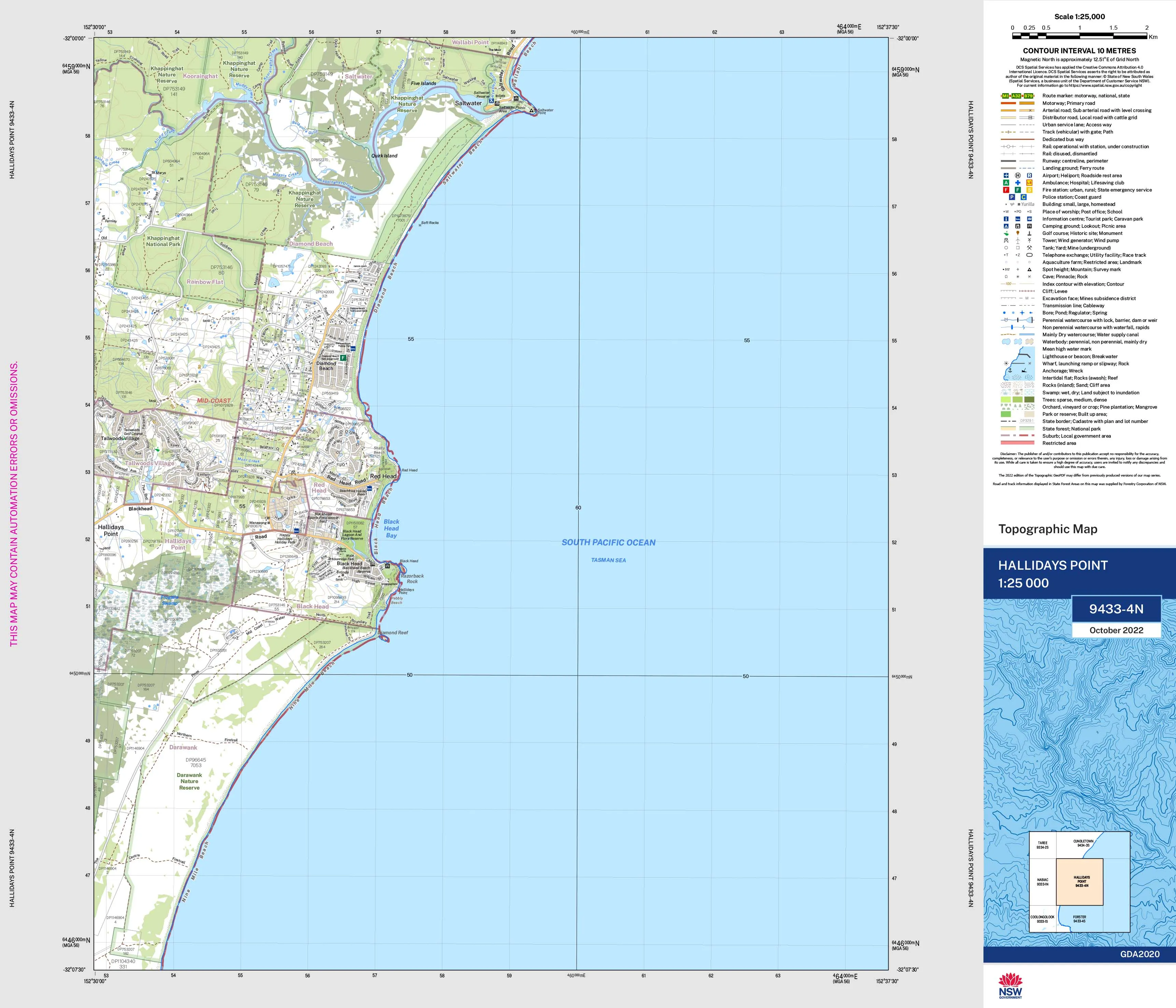Hallidays Point 9433-4N Topographic Map 1:25k