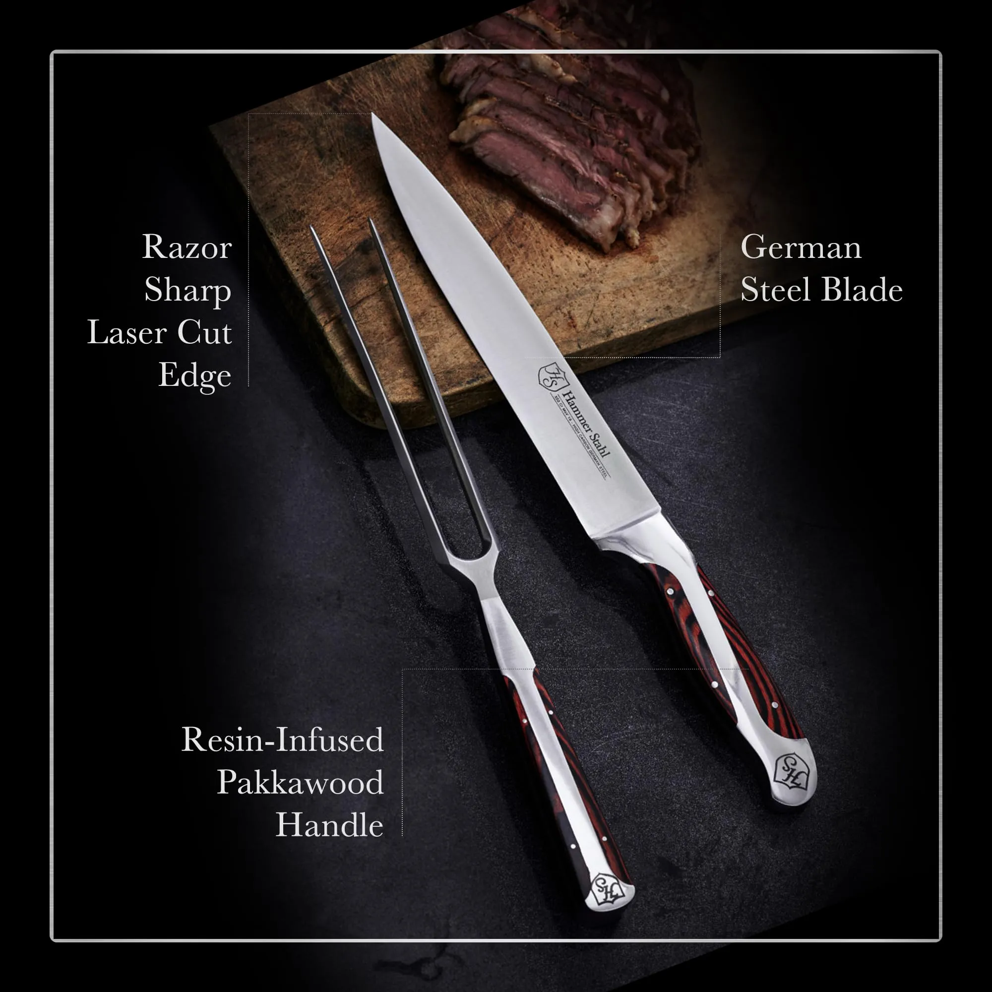 Hammer Stahl Carving Knife and Fork Set