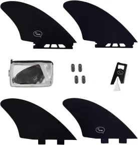 Ho Stevie! Surfboard Twin (2) Keel Fins - Speed and Flow for Fish Surf Boards - Stronger Than Regular Nylon Fins - Fin Key, Screws, Wax Comb and Travel Case Included