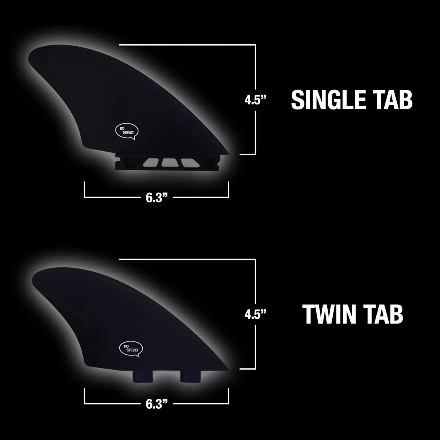 Ho Stevie! Surfboard Twin (2) Keel Fins - Speed and Flow for Fish Surf Boards - Stronger Than Regular Nylon Fins - Fin Key, Screws, Wax Comb and Travel Case Included
