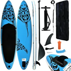 Inflatable Stand Up Paddleboard Set with High Pressure Pump and Carrying Bag, Durable PVC Construction, Blue