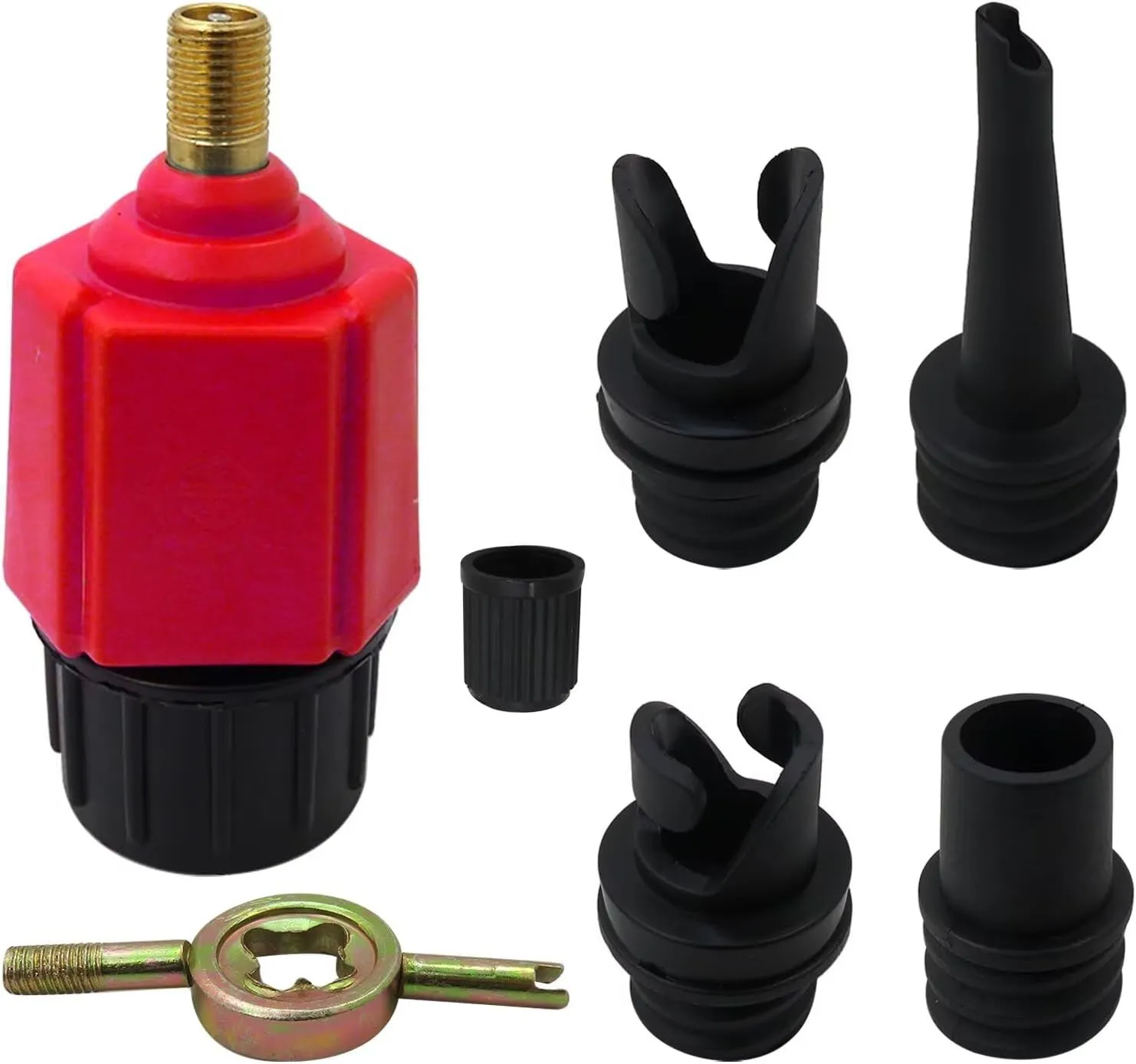 Inflatable SUP Pump Adaptor Air Pump Converter, Multifunction Sup Valve Adapter with 4 Air Valve Nozzles for Inflatable Boat, Stand Up Paddle Board, Inflatable Bed, Surf Paddle Board