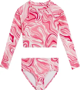 Kanu Surf Girls' Gigi Long Sleeve Rash Guard UPF 50 2-Piece Swim Set
