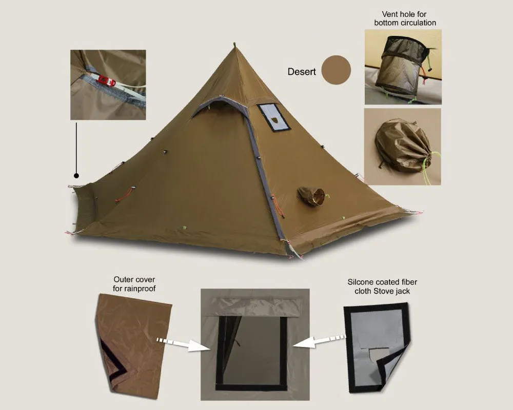 Luxe Outdoor Hex Peak F6ES 2 Person Hot Tent