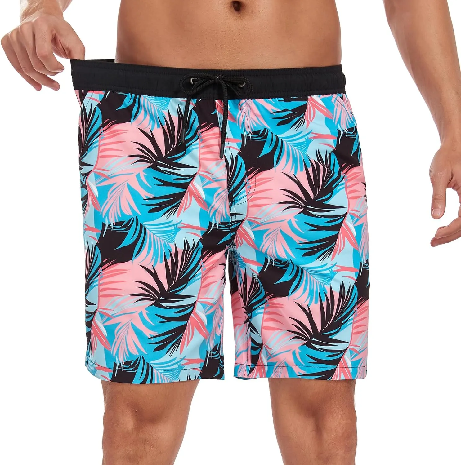 Mens Swim Trunks with Compression Liner 7 inch Inseam Bathing Suit Swim Shorts Men