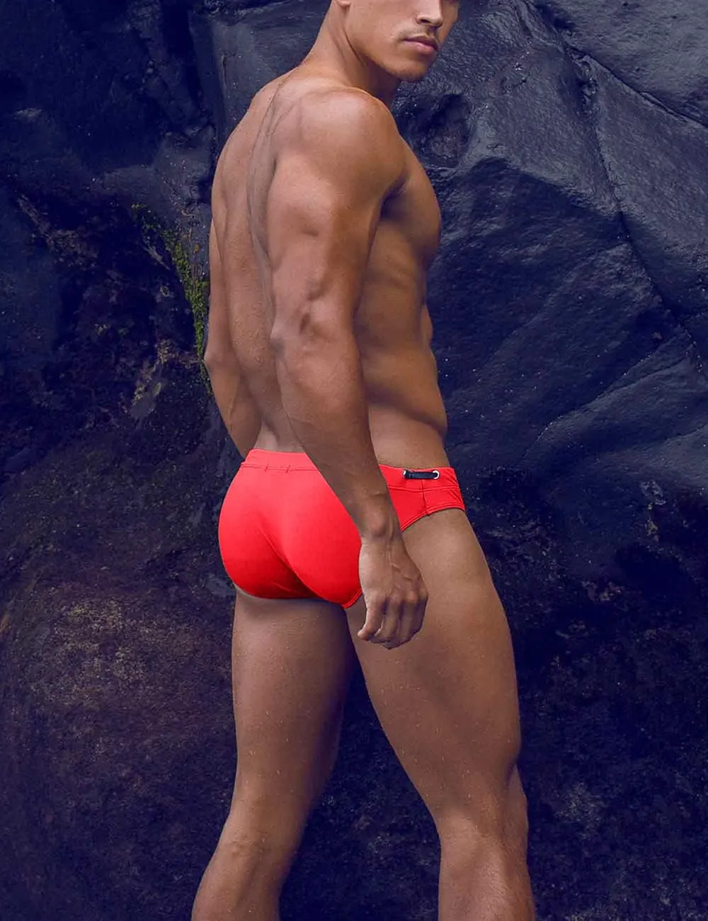 MIZOK Men's Swimwear Bikini Swimming Briefs Drawstring Swimsuits Board Surf Shorts Trunks