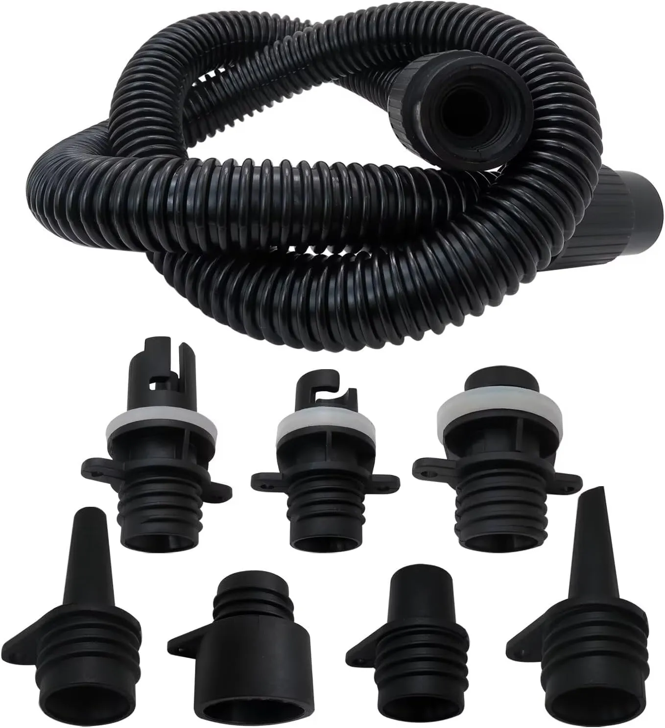 New Paddle Board Pump Adapter Hose, Sup Pump Adaptor Kit w/ 7 Air Valve Nozzles and 3.3 Ft Hose, Electric Hand Air Pump Accessories for Inflatable Stand Up Paddle Board/Boat/Tent/Pool/Mat