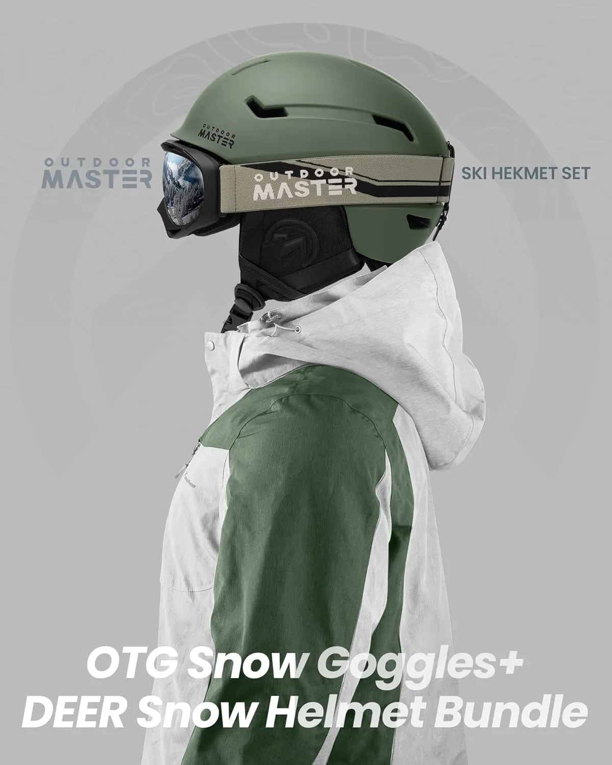 OutdoorMaster Ski Helmet Set,Snowboard Helmet with Goggles for Adults - Durable PC Shell, Protective EPS Foam & 10 Cooling Vents -Snow Helmets for Men, Women & Youth