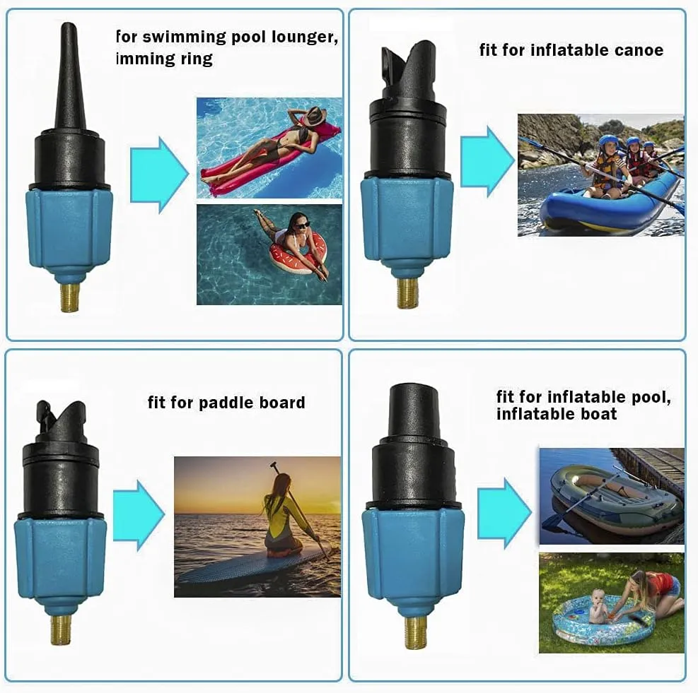 Paddle Board Pump Adapter, Air Pump Adapter for Inflatables, SUP Pump Adaptor with 4 Air Valve Nozzles for Inflatable Boat, Stand Up Paddle Board,Inflatable Bed, Compressor Air Valve Converter