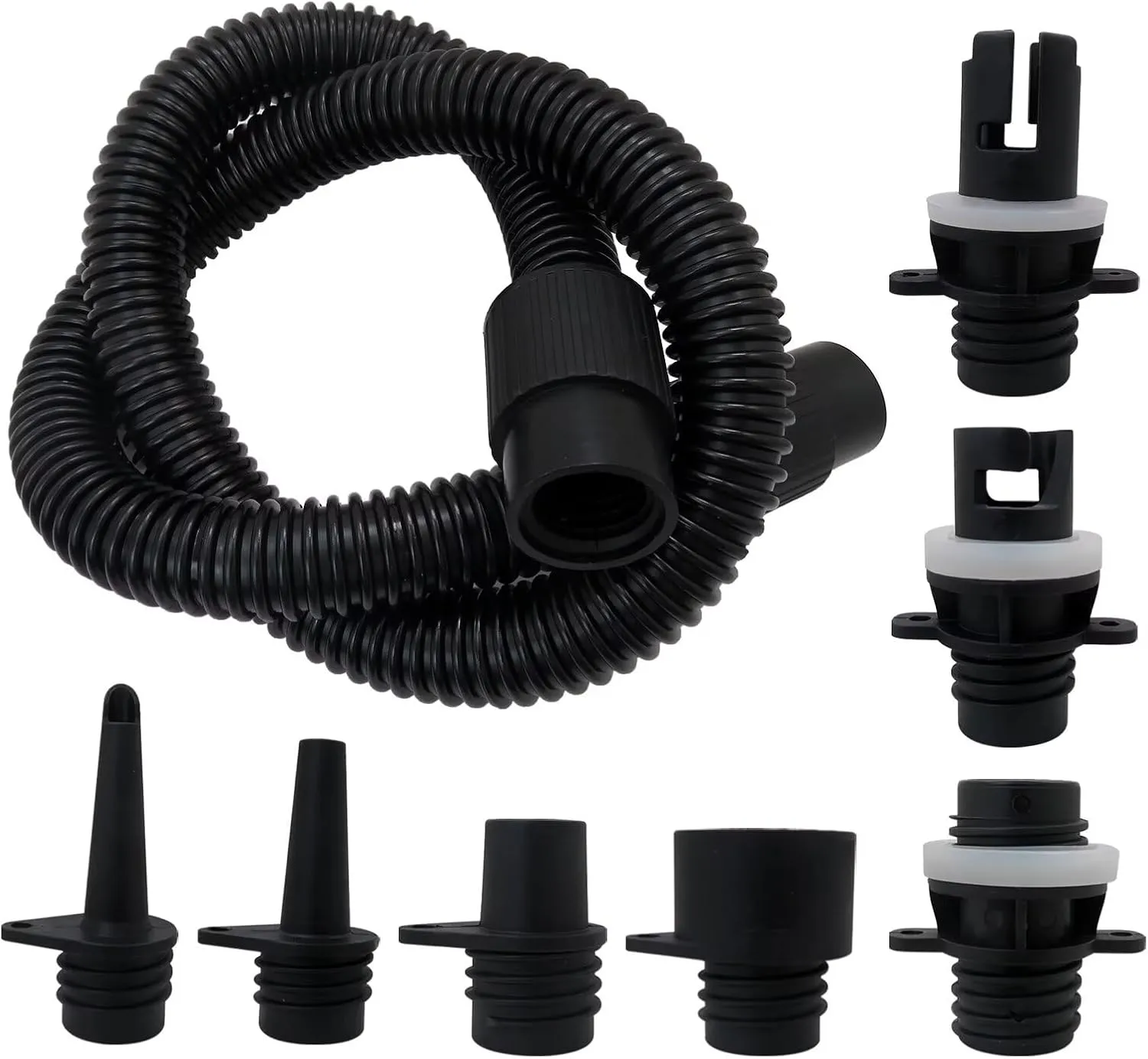 Paddle Board Pump Adapter Hose, Sup Pump Adaptor Kit with 7 Air Valve Nozzles and 3.3 Ft Hose, Electric Hand Air Pump Accessories for Inflatable Stand Up Paddle Board/Boat/Tent/Pool/Mat