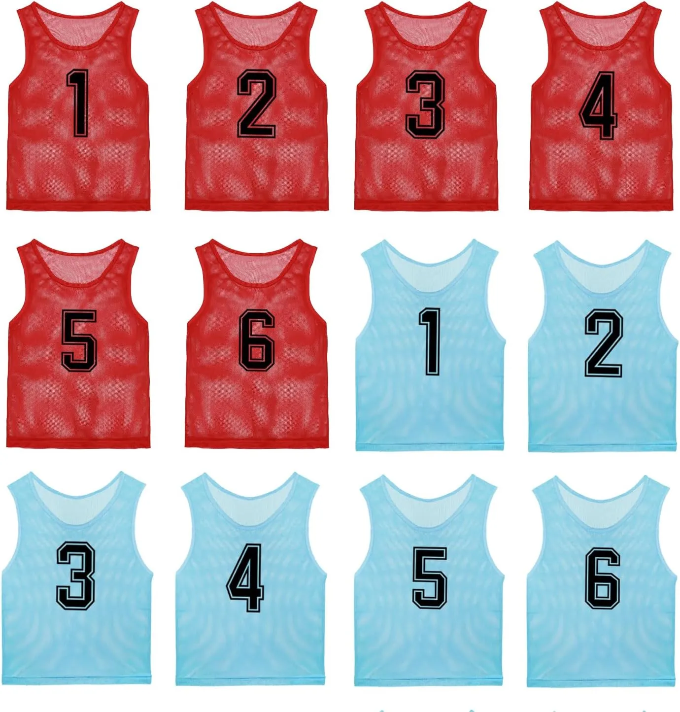 Pinnies Team Practice Vests with Numbers for Child Youth Teen Adult, Mesh Scrimmage Jerseys for Soccer, Football