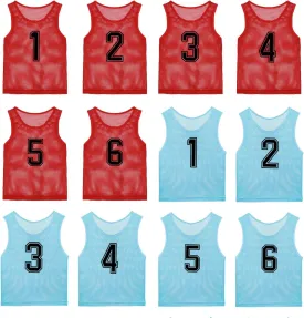 Pinnies Team Practice Vests with Numbers for Child Youth Teen Adult, Mesh Scrimmage Jerseys for Soccer, Football